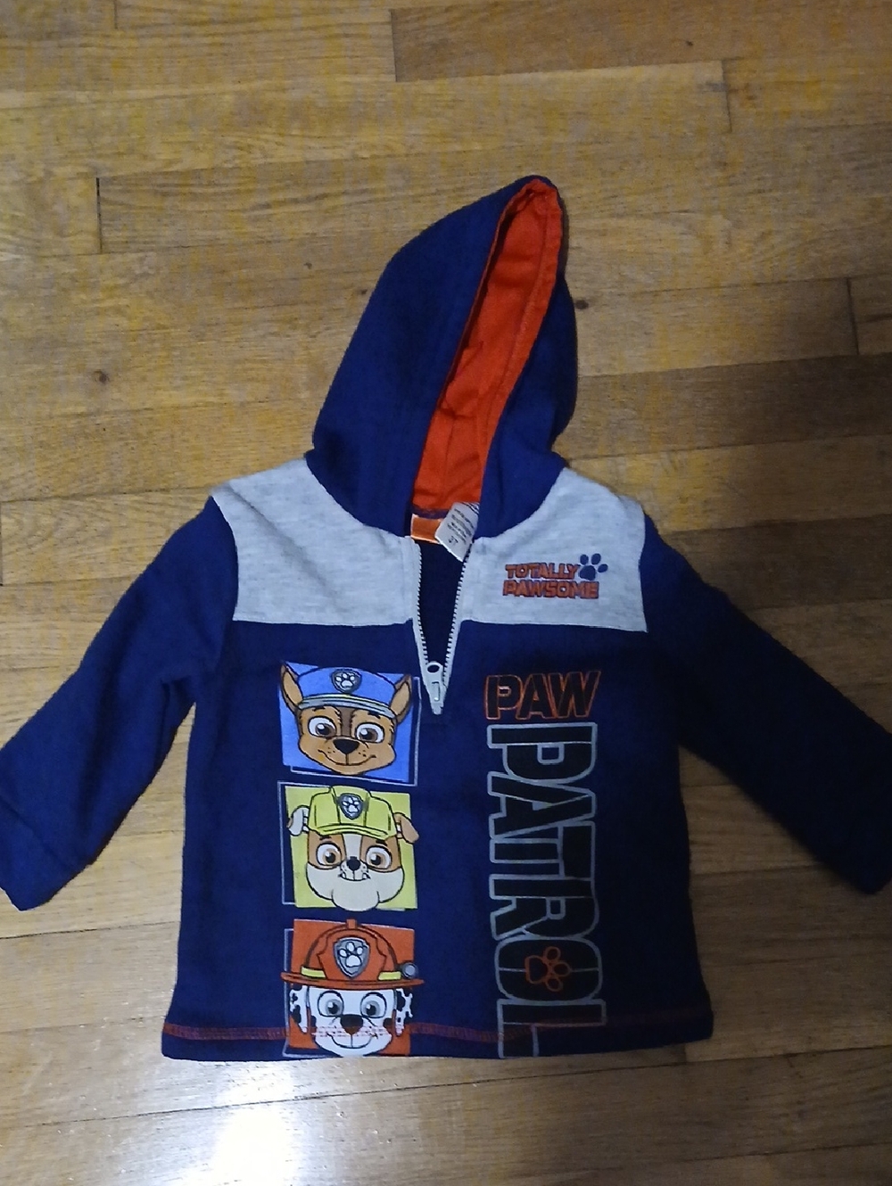 Paw Patrol Navy Blue & Gray Hooded Zip-Up Sweatshirt with Red Lining